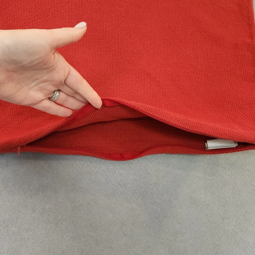 Pottery Barn Lot‎ of 3 Pillow Shams Solid Red Waffle Textured 19x19 100% Cotton